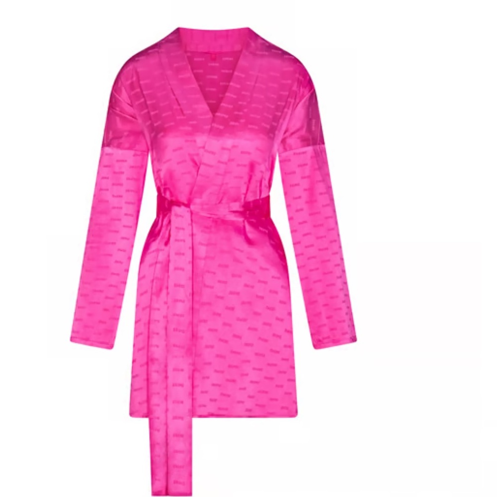 SKIMS Vibrant Pink Jacquard Robe Size L
